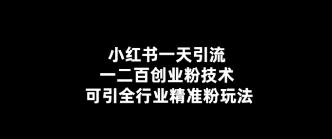 小红书一天引流一二百创业粉技术 可引全行业精准粉玩法